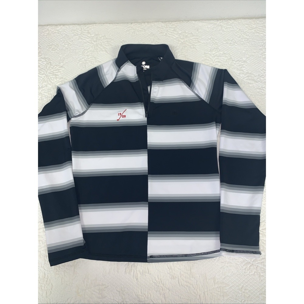 G/FORE OFFSET STRIPE 1/4 ZIP PULLOVER WOMENS‎ Sz S Black White PERFORMANCE GOLF